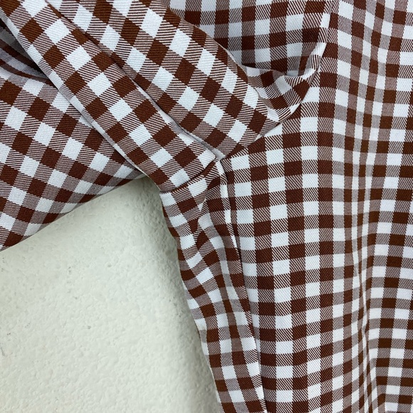 NWT NASTY GAL Brown Gingham Plaid Trouser Pants Retro 70s Style High Waist - Picture 5 of 10